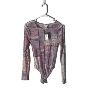 Rue21 Purple Paisley Sheer Bodysuit